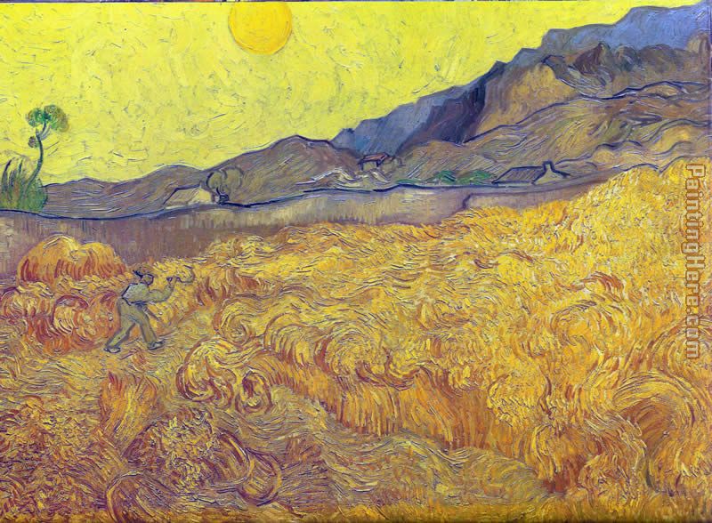 Vincent van Gogh Wheat Fields with Reaper at Sunrise
